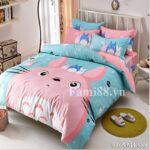 Chăn ga gối hình Totoro hồng