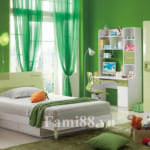 Phòng ngủ cho bé tông xanh lá