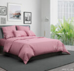 Chăn ga gối cotton hồng phấn trơn