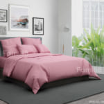 Chăn ga gối cotton hồng phấn trơn