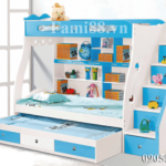 Giường ba tầng màu xanh