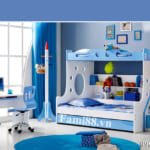 Giường ba tầng màu xanh dương