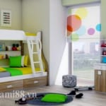 Giường Tomy 3 tầng vân gỗ có giá sách