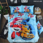 Chăn ga gối đệm hình máy bay Super Wings