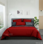 Chăn ga gối phối màu đỏ xám
