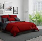 Chăn ga gối phối màu đỏ xám