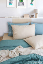 Chăn ga gối phối màu xanh bạc hà - Ảnh 2