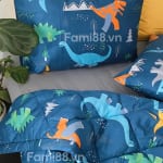 Bộ chăn ga cho bé trai hình khủng long