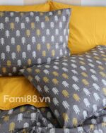 Bộ chăn drap cây thông trắng vàng