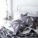 Chăn drap cotton satin lông vũ xám