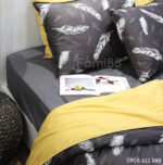 Chăn drap cotton satin lông vũ xám