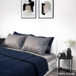 Chăn ga dấu cộng trắng nền xám đậm