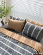 Chăn ga gối kẻ sọc xám trắng - Ảnh 2