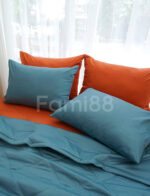 Chăn drap phối màu cam xanh