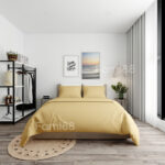 Chăn ga gối đệm vàng nhạt