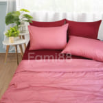 Chăn ga phối màu hồng đỏ